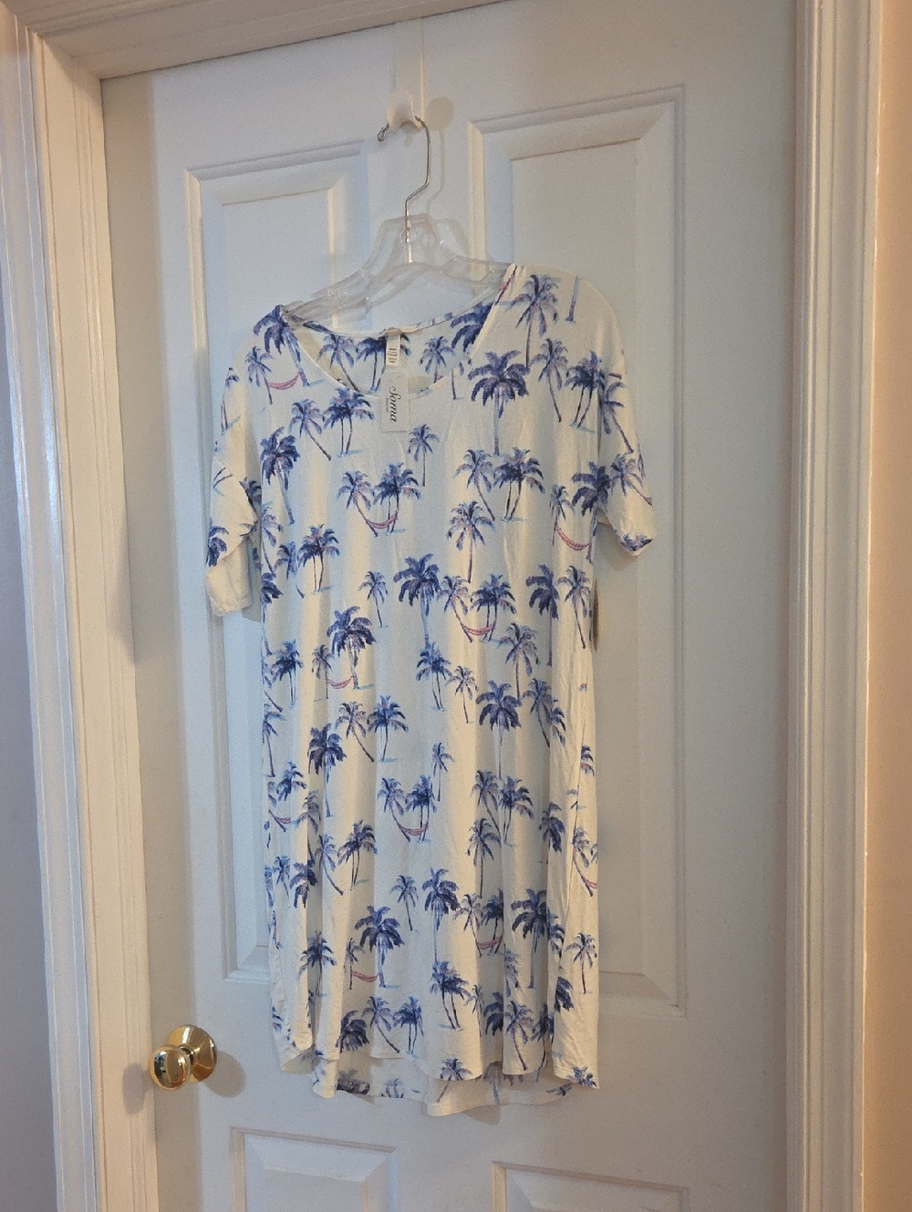 Soma Cool Nights Oversize Sleepshirt Vintage Palms Ivory Small